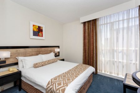 Hotel room with double bed
